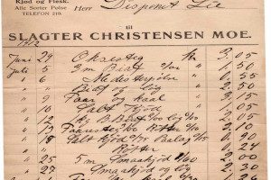 Regning fra slagter Christensen Moe