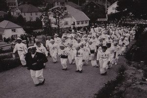 Kretsstevne for guttemusikkorps i Sandefjord 1951.