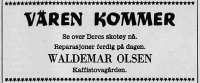 Waldemar Olsen - rep. av skotøy
