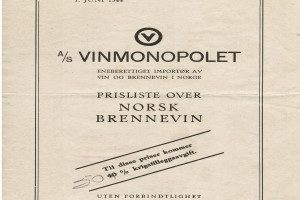 Vinmonopolet prisliste side 1 - 1944