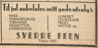 Sverre Feen - Frukt & Cigarforretning