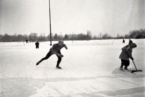 Trening på skøyter på Storstadion
