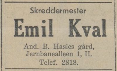 Emil Kval, skreddermester