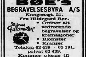 Annonse fra Bøe's begravelsesbyrå