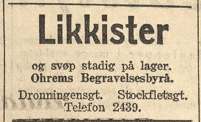 H. Ohrem - sadelmager og begravelsesbyrå
