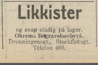 H. Ohrem - sadelmager og begravelsesbyrå