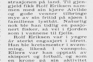 Rolf Eriksen, død