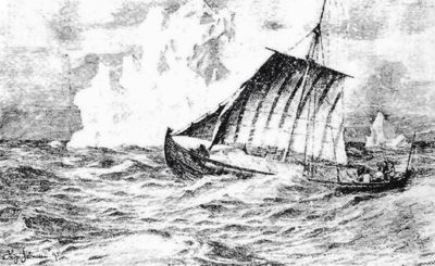 Viking blant isfjell i Nord-Atlanteren
