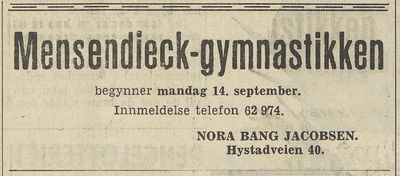Nora Bang Jacobsen - Mensendick-gymnastikk