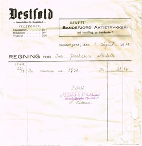 Avisen "Vestfold - Sandefjords Dagblad"