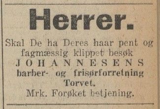 Barber- og frisørforretning Walter Johannessen