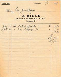 A. Bjune jernvareforretning