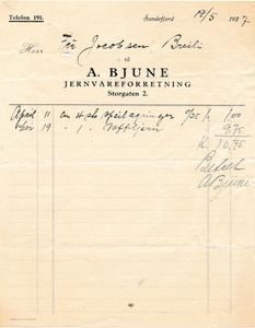 A. Bjune jernvareforretning