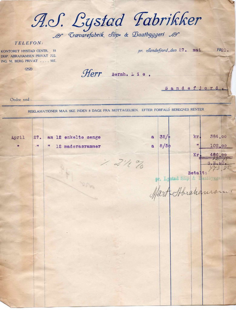 Sandefjordsfjorden vest - Lystad Fabrikker AS