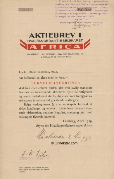 Hvalfangeraktieselskap Africa (1924)