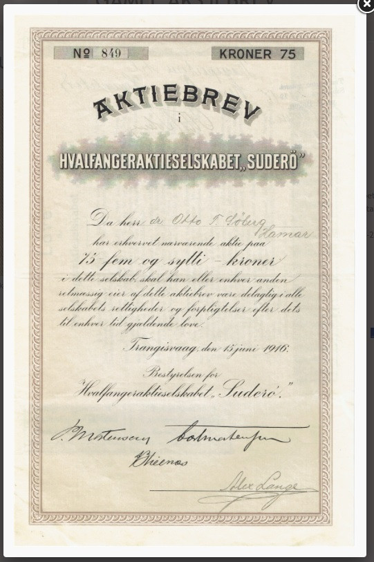 Hvalfangeraktieselskapet "Suderø", Trangisvaag
